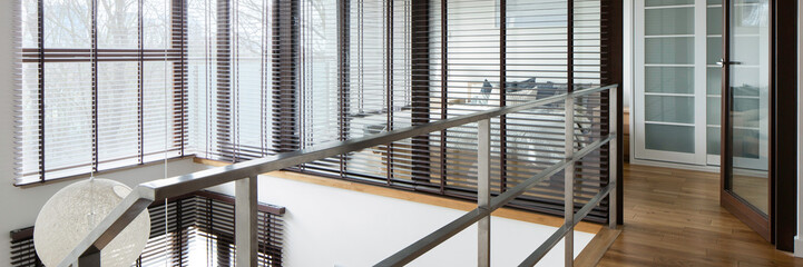 Window walls in two-floor apartment, panorama