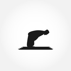 Muslim man prays. namaz icon. isolated design element