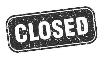 closed stamp. closed square grungy black sign.