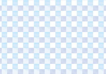 水彩　四角　市松模様　背景　ブルー