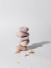 
Balancing stones on a white background