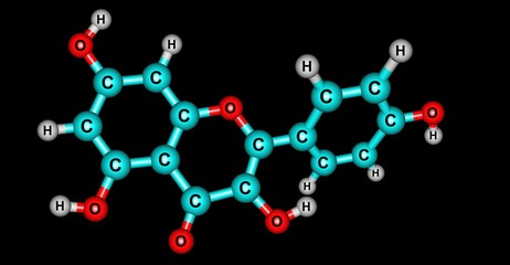 Kaempferol molecular structure isolated on black