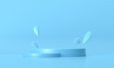3D rendering of the blue geometric booth background.