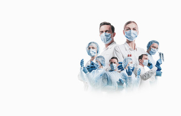 team of medical professionals on a white background