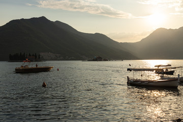 fishing boats at sunset montenegro perast
