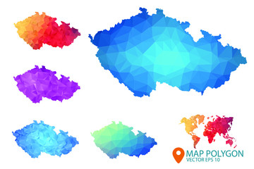 Czech Republic  Map - Set of geometric rumpled triangular low poly style gradient graphic background , Map world polygonal design for your . Vector illustration eps 10.