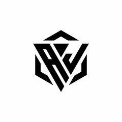 AJ Logo monogram with triangle and hexagon modern design template