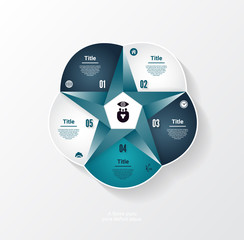 Vector circle infographic. Template for diagram, graph, presentation and chart. Business concept with five options, parts, steps or processes. Abstract background
