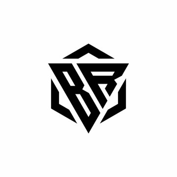 BR Logo monogram with triangle and hexagon modern design template