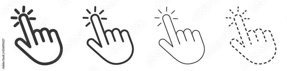 Poster hand cursor icons set. touch vector icons.