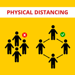 physical distancing vector graphic illustration