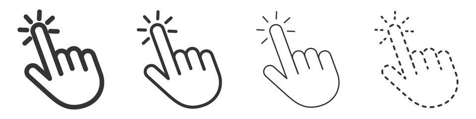 Hand cursor icons set. Touch vector icons.