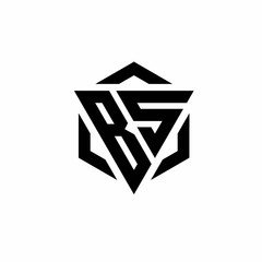 BS Logo monogram with triangle and hexagon modern design template
