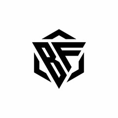 BF Logo monogram with triangle and hexagon modern design template