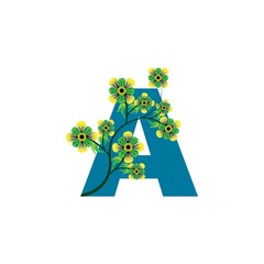A letter. Flower capital alphabet. Vector illustration. Floral alphabet.
