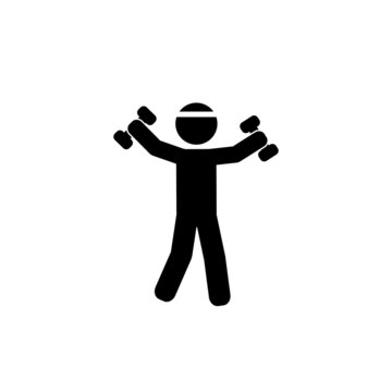 Person working out, jumping jacks with dumbbells exercise vector icon