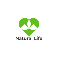 love heart leaf green natural life symbol logo vector