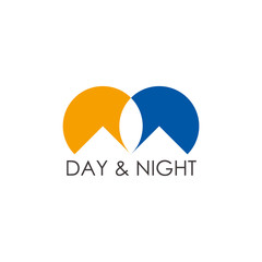 day and night mountain colorful design symbol vector