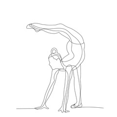  drawing, one line girl gymnastics, stretching, sketch
