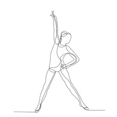 isolated, drawing, one line girl dancing dance