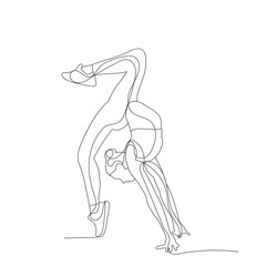  drawing, one line girl gymnastics, stretching, sketch