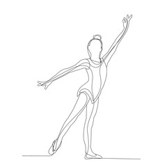 vector, isolated, drawing, one line girl dancing a dance, sketch