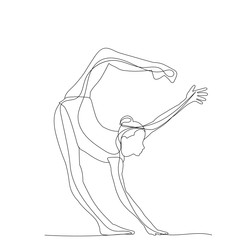 vector, isolated, drawing, one line girl dance, sketch