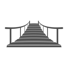 Fototapeta premium Wooden suspended bridge over the ravine icon in flat style.Vector illustration. 