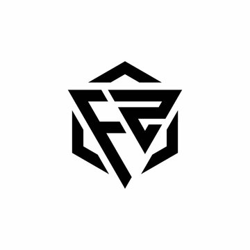 FZ Logo monogram with triangle and hexagon modern design template