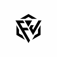 FJ Logo monogram with triangle and hexagon modern design template