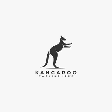 Vector Logo Illustration Kangaroo Silhouette Style.
