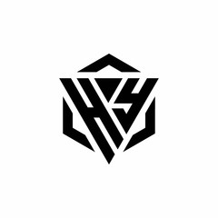 HY Logo monogram with triangle and hexagon modern design template