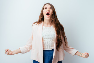 girl gets angry and shouts