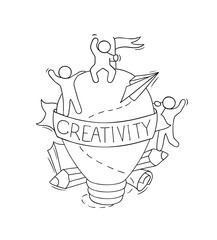 Doodle cute miniature scene about creativity