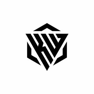 KW Logo monogram with triangle and hexagon modern design template