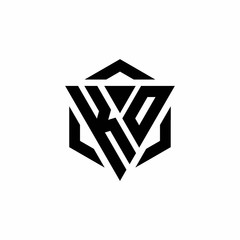 KO Logo monogram with triangle and hexagon modern design template