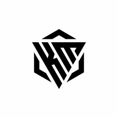 KM Logo monogram with triangle and hexagon modern design template