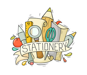 Sketch illustration with stationery