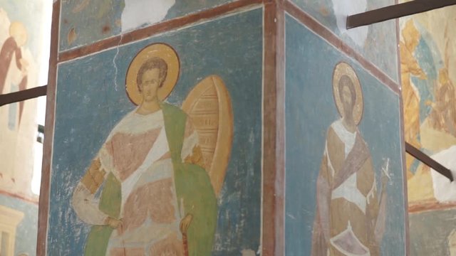Christian frescoes, icons of saints in the old Church