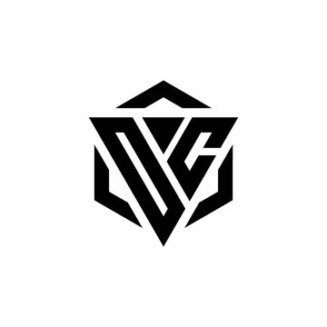 OC Logo monogram with triangle and hexagon modern design template