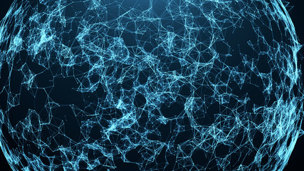 Connection lines Earth Globe with plexus connected lines Technology connections concept. 3D Illustration