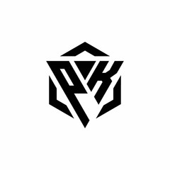 PK Logo monogram with triangle and hexagon modern design template - obrazy, fototapety, plakaty