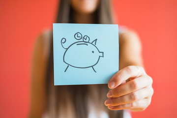 Picture icon piggy bank in hand