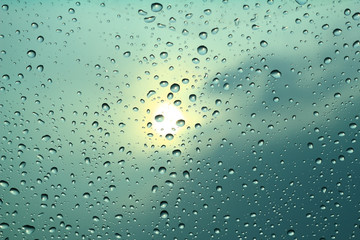 Water droplets on glass.