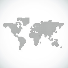 Vector Dotted World Map Background Light and Dark for Illustrator and Powerpoint. Continents: Europe, Asia, Australia, America, Africa