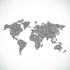 Vector Dotted World Map Background Light and Dark for Illustrator and Powerpoint. Continents: Europe, Asia, Australia, America, Africa