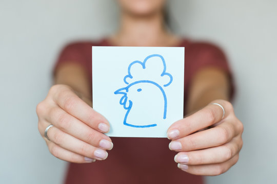 drawing image chicken in hand