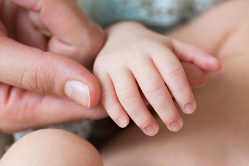 Baby's hand in dad's hand