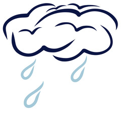 dark cloud with raindrops, abstract sketch on a white background