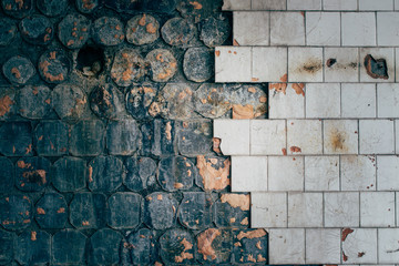 Grungy tiles in an abandoned building.  
